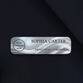 Silver Cloth Classic Name Badge Custom 名札