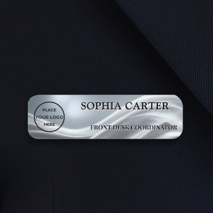 Silver Cloth Classic Name Badge Custom 名札