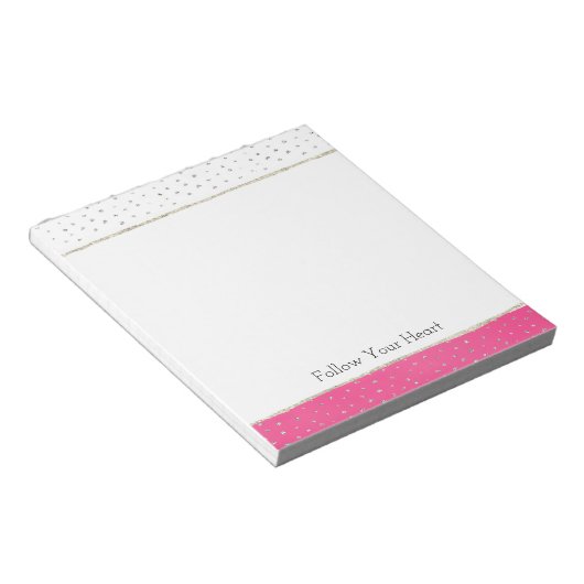 Silver Confetti Pink Ombre Watercolor ノートパッド (アングル)