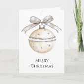 Silver Cream Bows Ornaments Christmas カード (正面)