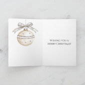 Silver Cream Bows Ornaments Christmas カード (内部)