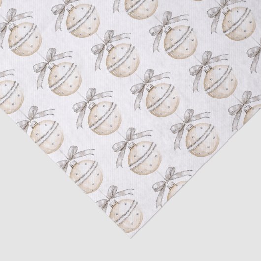 Silver Cream Bows Ornaments Christmas 薄葉紙 (詳細)