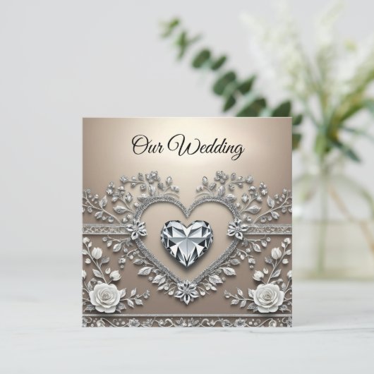 Silver & Cream Elegance: Diamond Heart Wedding Inv (スタンド正面)
