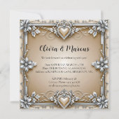 Silver & Cream Elegance: Diamond Heart Wedding Inv (裏面)