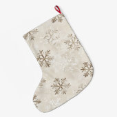 Silver Cream White Snowflakes Christmas   ラージクリスマスストッキング (裏面 (吊り時))