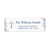 Silver Cross Glitter Religious Return Address ラベル (正面)