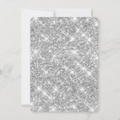 Silver Crown Glitter Confetti Blue Quinceañera 招待状 (裏面)