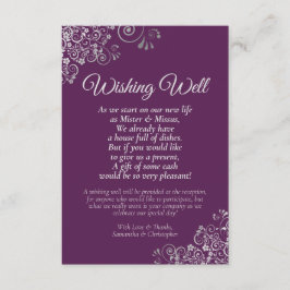 Silver Curls Plum Purple Wedding Wishing Well Poem エンクロージャーカード