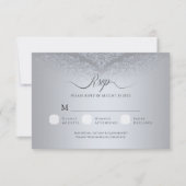 Silver Damask Wedding RSVP Response Card (正面)