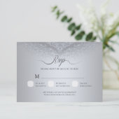 Silver Damask Wedding RSVP Response Card (スタンド正面)