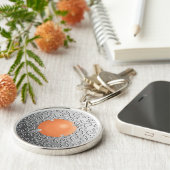 Silver Damask with a faux coral gemstone キーホルダー (側面)