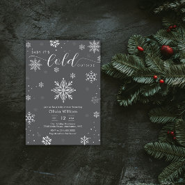 Silver Dark Grey Winter Snowflake Baby Shower 招待状