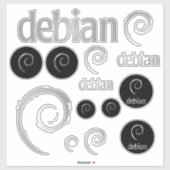 Silver Debian Linuxロゴシール シール (シート)