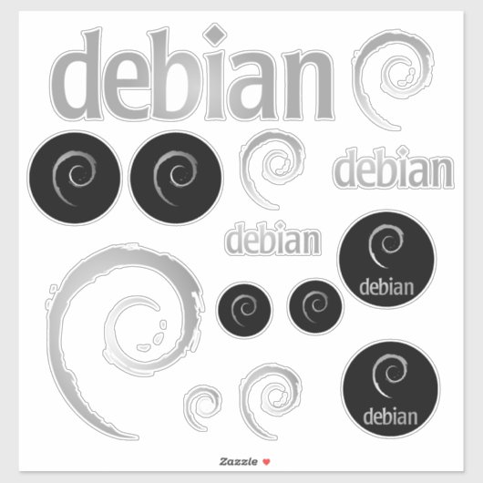 Silver Debian Linuxロゴシール シール (シート)