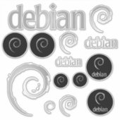 Silver Debian Linuxロゴシール シール (正面)