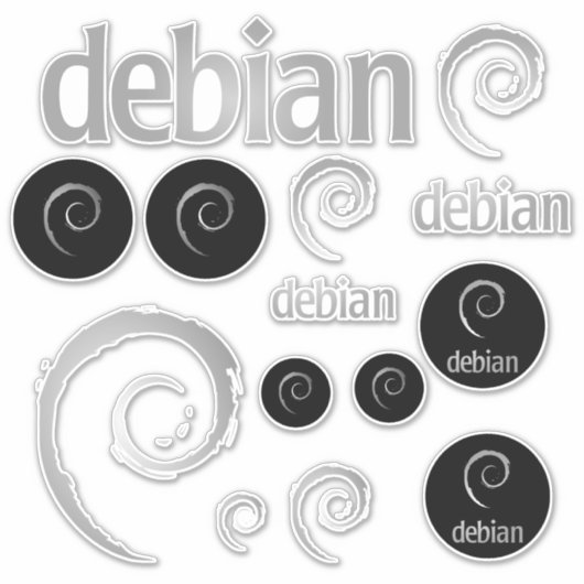 Silver Debian Linuxロゴシール シール (正面)