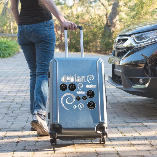 Silver Debian Linuxロゴシール シール (スーツケースインサイチュ)