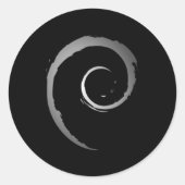 Silver Debian Linuxロゴシール ラウンドシール (正面)