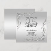 Silver Decoration 25th Wedding Anniversary  招待状 (正面/裏面)