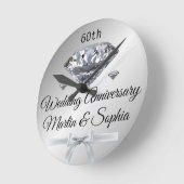 Silver Diamond 60th Anniversary Gift on ラウンド壁時計 (傾斜)