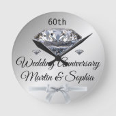 Silver Diamond 60th Anniversary Gift on ラウンド壁時計 (正面)