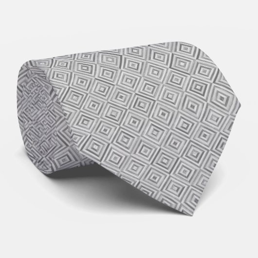 Silver Diamond Geometric Pattern ネクタイ (ロール)