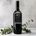 Silver Diamonds 40th Birthdayパーティー ギフトタグ<br><div class="desc">シルバーダイヤモンド40th誕生日パーティーを使用して、あなたの好意に魅力的な仕上げtouchを追加ありがとうギフトラベル，黒と銀のテーマで設計エレガント.マイルストンお祝いに最適なラベルは、40歳の誕生日の飾り付けアイディアを補い、40歳の誕生日の飾り付けと見事に組み合わせている。40歳の誕生日アイディアと40歳男性への誕生日パーティーの両方に理想的な、彼らはあなたの贈り物をパーソナライズするスタイリッシュための方法である。秋40歳の誕生日パーティーアイディアのためのシックな詳細、これらのラベルはあなたの40歳の誕生日デコインスパイアアと女性のための40歳のテーマパーティのアイディアを強化すユニークる。女性のための40歳エレガントの誕生日の装飾のアイディアを求める誰にとっても、女性の装飾のための忘れられない40歳の誕生日のアイディアのために最適。</div>