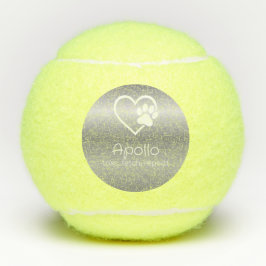 Silver Dog Name Tennis Ball 'toss, fetch, repeat' テニスボール