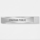 Silver Door Sign Custom Text Elegant Modern Design サインプレート (正面)