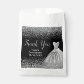 Silver Dress Faux Glitter Quinceanera フェイバーバッグ (正面)