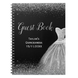 Silver Dress Faux Glitter Quinceanera  guest Book ノートブック