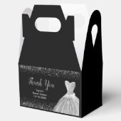 Silver Dress Faux Glitter Sweet 16 フェイバーボックス (オープン)