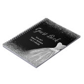 Silver Dress Faux Glitter Sweet 16 guest Book ノートブック (左側)