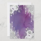 Silver Drips,Dress Roses Purple クィンセañera 招待状 (裏面)