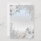 Silver Drips,Dress Roses Silver quinceañera 招待状 (裏面)