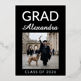 Silver DVM Veterinary Medicine Graduation Party 箔招待状