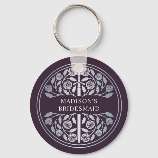 Silver Eggplant Bridesmaid Royal Wedding Gift キーホルダー (正面)