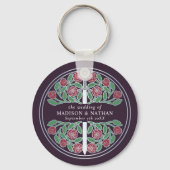 Silver Eggplant Floral Bridesmaid Royal Wedding キーホルダー (裏面)