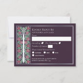 Silver Eggplant Medieval Floral Sword Wedding RSVP (正面)