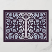 Silver Eggplant Medieval Sword Wedding RSVP 箔招待状 (裏面)