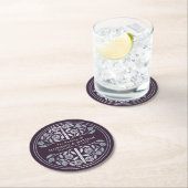 Silver Eggplant Royal Medieval Sword Wedding ラウンドペーパーコースター (インサイチュ)