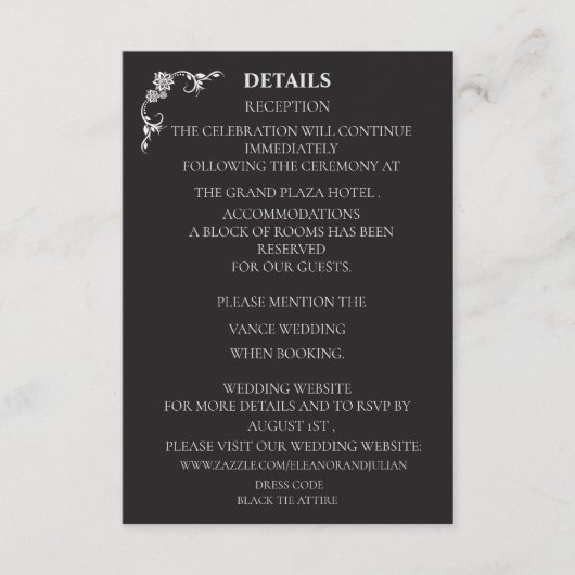 Silver Elegance Collection Wedding Details Card エンクロージャーカード (正面)