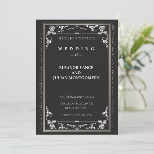 Silver Elegance Collection Wedding Invitation 招待状 (スタンド正面)