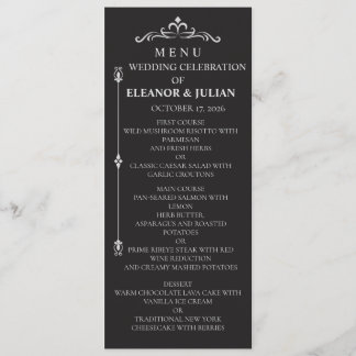 Silver Elegance Collection Wedding Menu Card メニュー