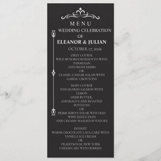 Silver Elegance Collection Wedding Menu Card メニュー (正面)
