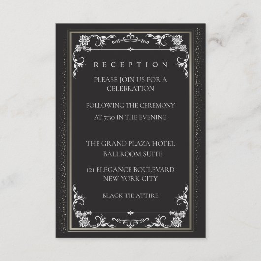 Silver Elegance Collection Wedding Reception Card エンクロージャーカード (正面)
