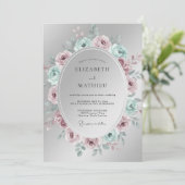 Silver Elegant Floral Wedding 招待状 (スタンド正面)