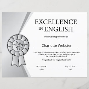 Silver Excellence in English Certificate賞