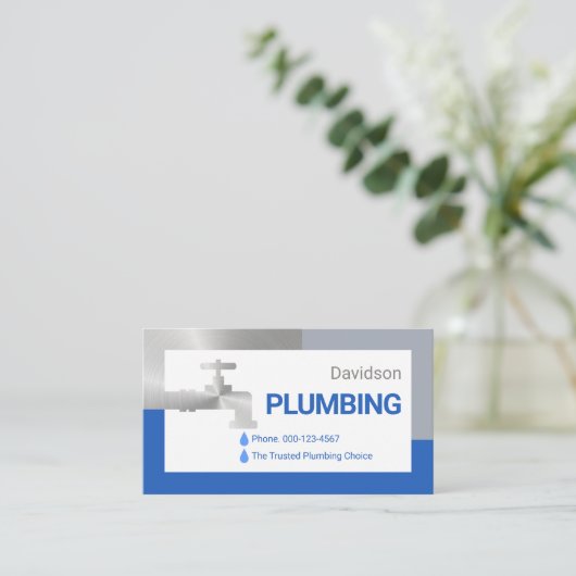 Silver Faucet Dripping Water Droplets 名刺 (スタンド正面)