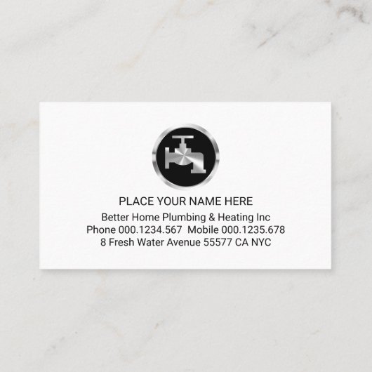 Silver Faucet On Bright Blue Wave 名刺 (裏面)